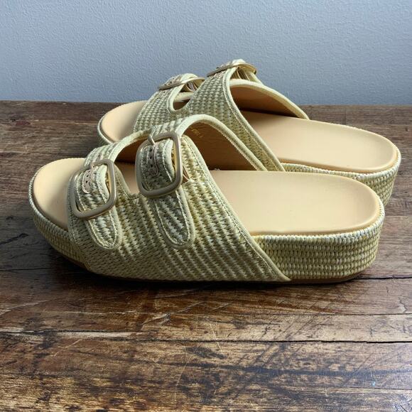 Raffia Platform Double Band Slide sandals NWOT size 9 - Picture 3 of 6
